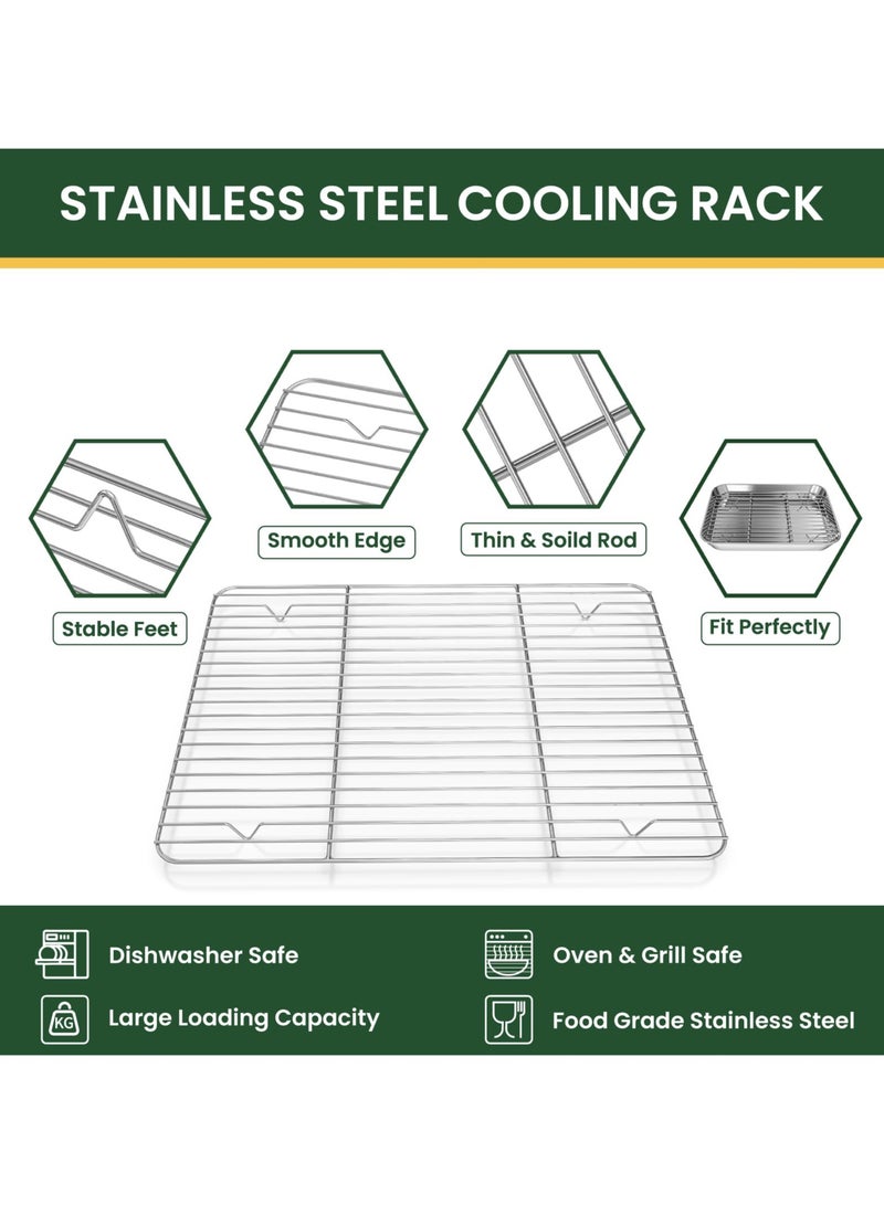 دوغي صينية خبز غير لاصقة مع مجموعة رف 1 ورقة + 1 صينية صينية خبز من الفولاذ المقاوم للصدأ مع رف تبريد للفرن 16 بوصة × 12 بوصة × 1 بوصة، صينية غير سامة شديدة التحمل وسهلة التنظيف - Image 4