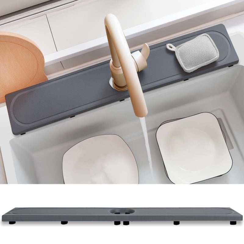 Lyxel Faucet Mat for Kitchen Sink with Raised Feet Fast Drying Diatomite Stone Sink Tray Water Absorbent Faucet Sink Splash Guard Prevents Moisture Buildup Durable Protector for Bathroom Counter - Image 2