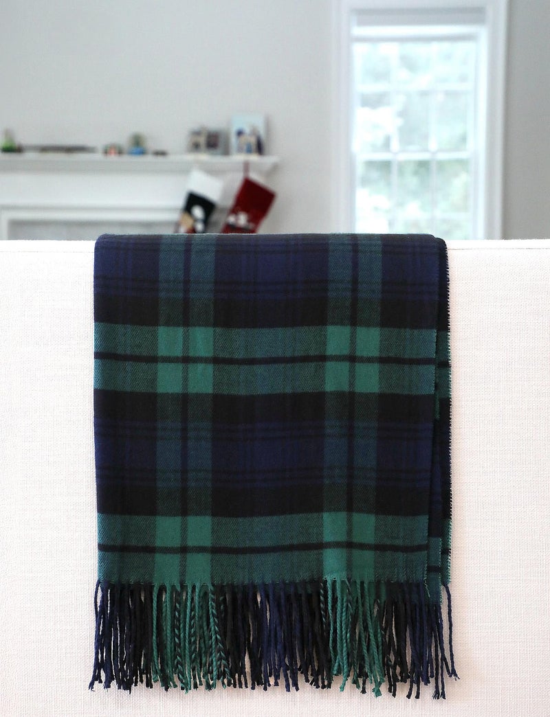 Achillea Long & Wide Scottish Tartan Plaid Large Cashmere Feel Blanket Scarf Check Shawl Wrap 80" x 29" (Green) - Image 5