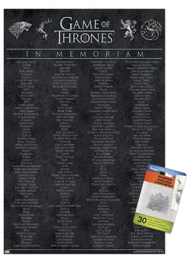 Trends International - Game Of Thrones In Memoriam Wall Poster With Push Pins - Image 1