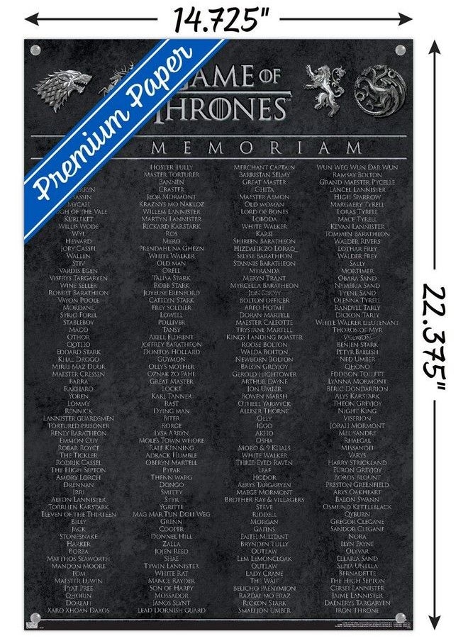 Trends International - Game Of Thrones In Memoriam Wall Poster With Push Pins - Image 1