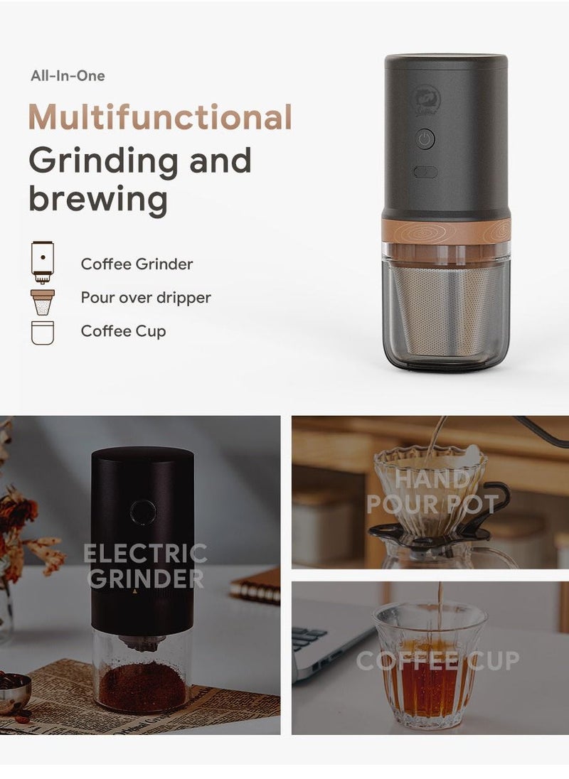 i cafilas - Portable Electric Coffee Maker | Outdoor Travel Coffee Electric Grinder with Drip Filter Brew | Travel Coffee Maker | 3 In 1 Grinder Coffee Maker | High-Speed Coffee Bean Grinder | Adjustable Grinding - Image 1
