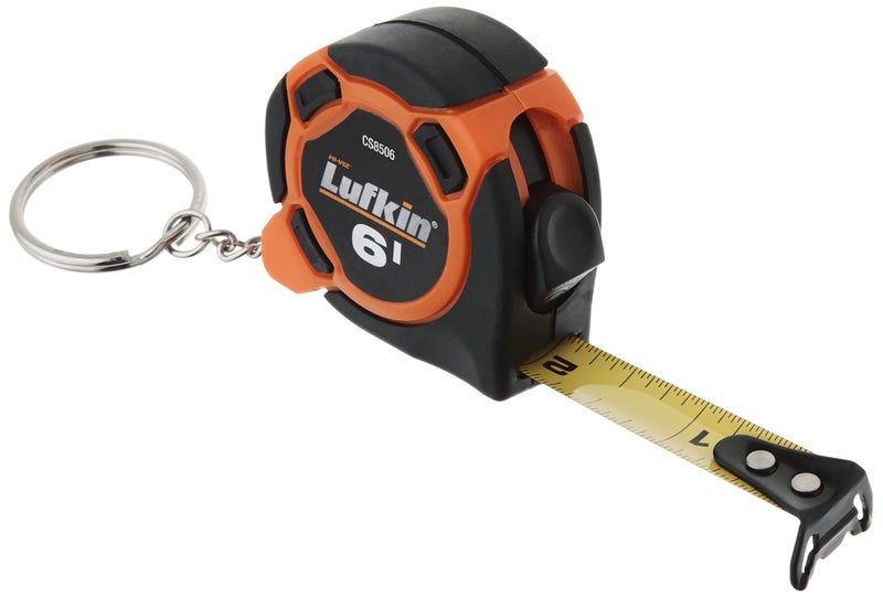 Lufkin Crescent Lufkin 12 x 6 Mini HiViz Orange Yellow Clad Keychain Tape Measure Counter Display CS8506 Black