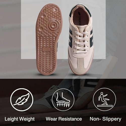 TRASE Casual Sneaker Shoes for Women | Soft Cushioned Insole | Sneakers for Woman | Lightweight | Comfortable | Stylish, Trendy Girls and Women Sneakers with Laces (Green-Cream, 8 UK) - Image 4
