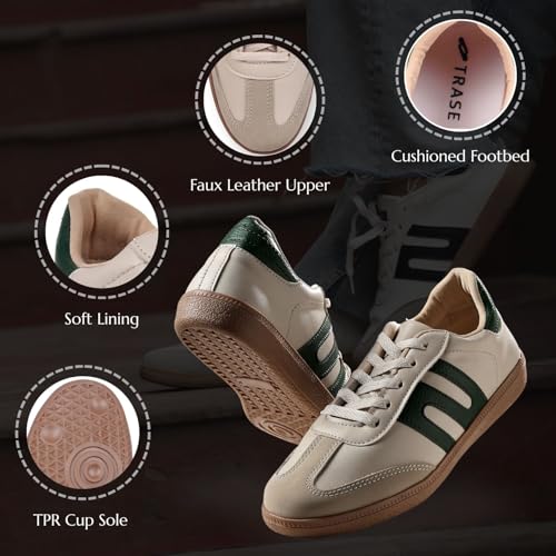 TRASE Casual Sneaker Shoes for Women | Soft Cushioned Insole | Sneakers for Woman | Lightweight | Comfortable | Stylish, Trendy Girls and Women Sneakers with Laces (Green-Cream, 8 UK) - Image 2