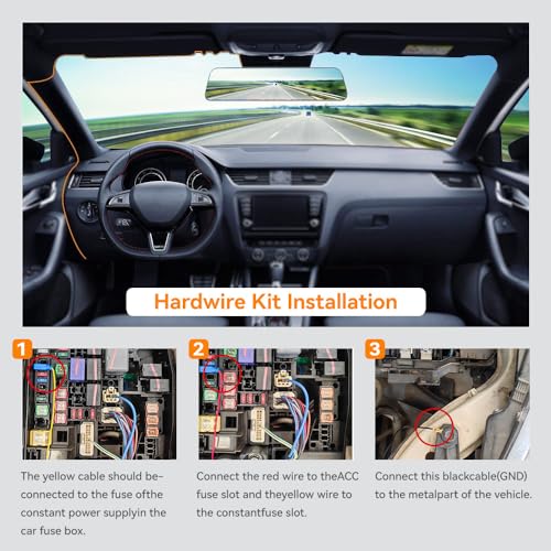 WOLFBOX طقم توصيل USB C من وولف بوكس لكاميرا داش G850PRO/G840S/G930/G850/G900/G840H/i07/i17/X5/X3، غير مناسب لـ G890/G900 PRO/G900 Tripro، مراقب مواقف مع موصلات متعددة الأحجام - Image 5