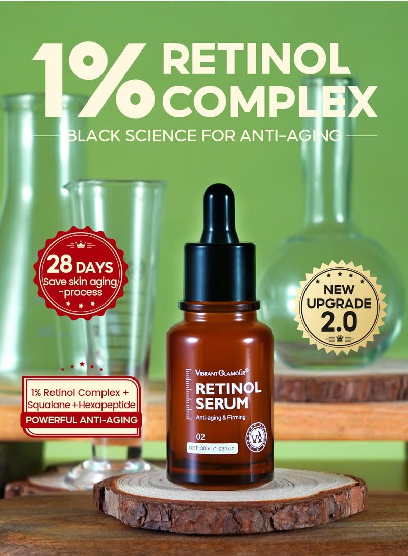 Vibrant Glamour Retinol Face Serum Anti-aging Firming Moisturizing Fade Fine Lines Deep Care Essence 30ml - Image 2