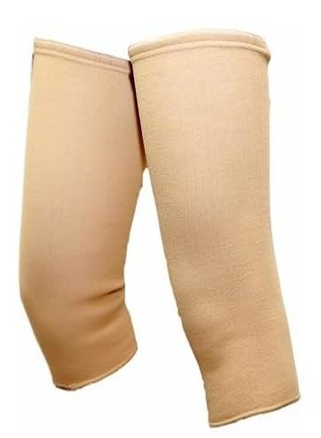 MEDIVEDHA Two Way Knee Cap for Knee Support for Men and Women | Gym Knee Brace | Knee Belt for Joint Pain Relief | 2-way Stretch Knee Caps for Pain Relief (10 Inch) (Small, Beige) - Image 1