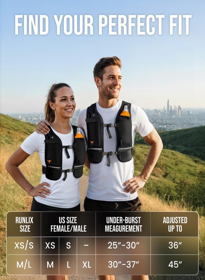 RUNLIX Running Vest for Women Men - Reflective Running Hydration Vest with 500ml Soft Water Bottle, Phone Holder, 2 LED Lights USB Rechargeable - 7 Pockets Runners Backpack Trail Jogging Marathon - Image 2