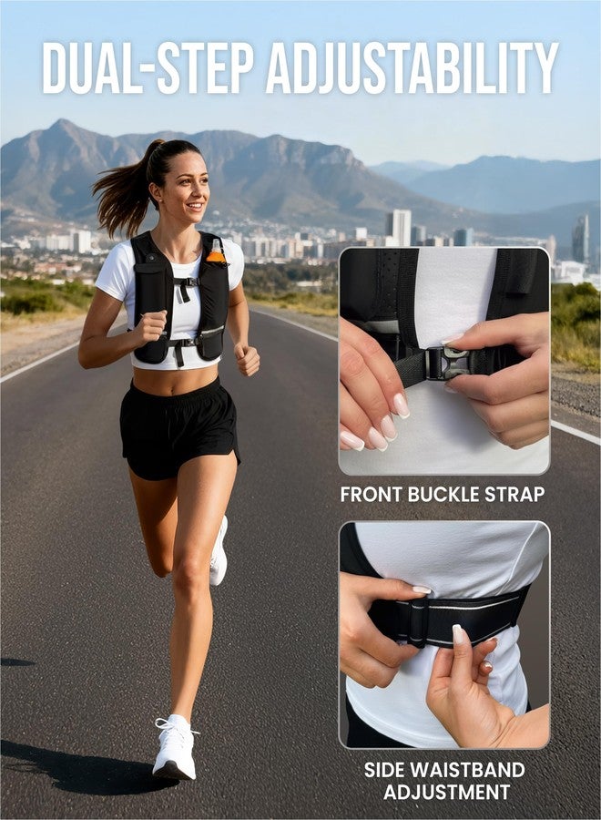 RUNLIX Running Vest for Women Men - Reflective Running Hydration Vest with 500ml Soft Water Bottle, Phone Holder, 2 LED Lights USB Rechargeable - 7 Pockets Runners Backpack Trail Jogging Marathon - Image 5