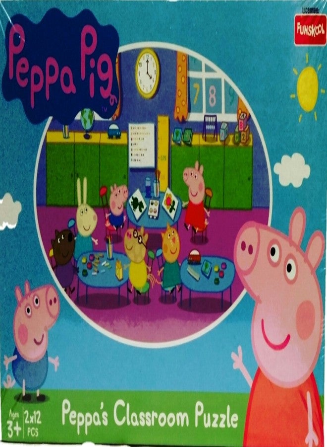Funskool-Peppa Pig Classroom 2In1,Educational,2x12 Pieces,Puzzle,for 3 Year Old Kids and Above,Toy - Image 1