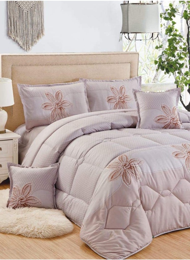 Moon 6Piece King Size 220x240Cm Comforter Set Medium Filling Bedding Set for All Season Includes 1Comforter 1Bedsheet 2Pillow Shams and 2Cushion cases  - Image 3