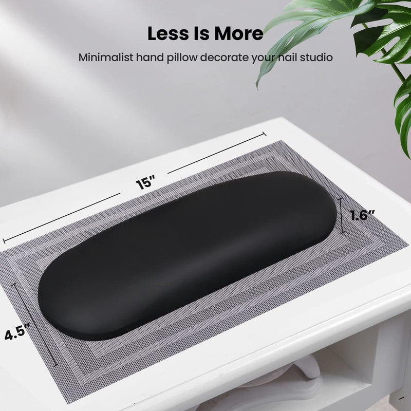 MERTERFLY Nail Arm Rest Pillow and Mat Luxury Salon Manicure Armrest Cushion Nail Art Hand Holder Manicure Hand Rest Cushion Pad Tool for Nail Tech Manicurist (With Mat, Black) - Image 4