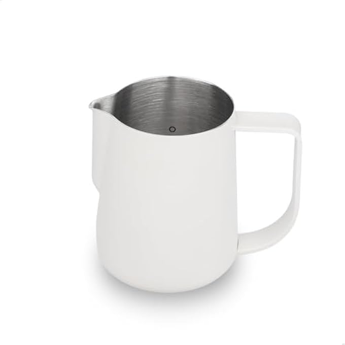 WATCHGET Milk Frothing Pitcher 250Ml8Oz Stainless Steel Espresso Steaming Pitcher Milk Coffee Cappuccino Latte Art Barista Steam Pitcher Milk Frothing Jug White - Image 1