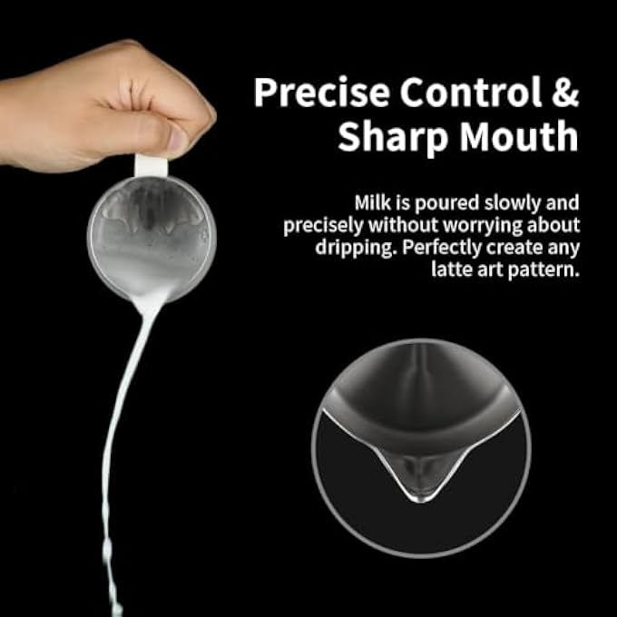 WATCHGET Milk Frothing Pitcher 250Ml8Oz Stainless Steel Espresso Steaming Pitcher Milk Coffee Cappuccino Latte Art Barista Steam Pitcher Milk Frothing Jug White - Image 4