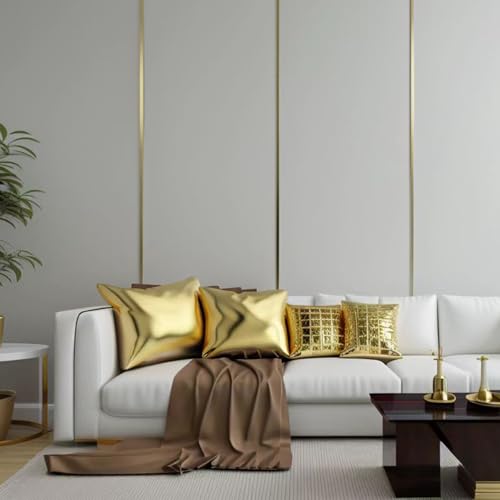 Hungbak Peel and Stick Metal Trim, Flexible Stainless Steel Molding for Wall, Fireplace, Mirror Frame, Craft and Home Decoration (Shiny Gold, 12m x 5cm) - Image 5