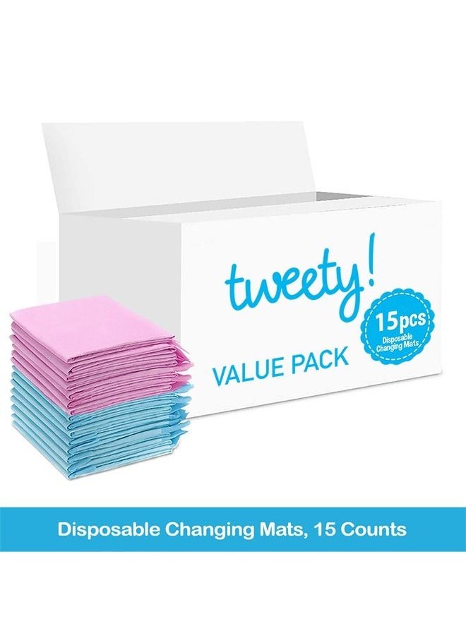 Tweety Disposable Changing Mats, 15 Counts, Soft Waterproof Mat, Portable Leak Proof Changing Mat, New Mom Leak-Proof Under pad, Mattress Table Protector Pad  - Image 2