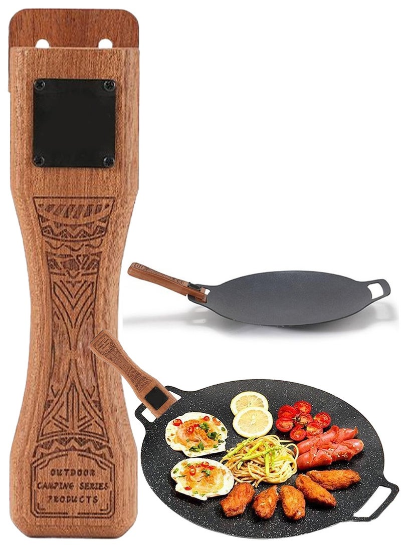 غنافوتو استبدال مقبض مقلاة القلي، مقبض مقلاة شواء خارجي، حامل قدور خشبي مقاوم للحرارة - Image 1
