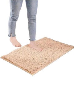 Alissa Bath Mat Rugs Anti-slip Chenille Bathroom Rug Extra Soft and Absorbent Rags Non-slip Rubber Tub Mats with Antibacterial Soft Kitchen Bathroom Home Beige Color  - Image 1