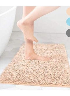 Alissa Bath Mat Rugs Anti-slip Chenille Bathroom Rug Extra Soft and Absorbent Rags Non-slip Rubber Tub Mats with Antibacterial Soft Kitchen Bathroom Home Beige Color  - Image 2