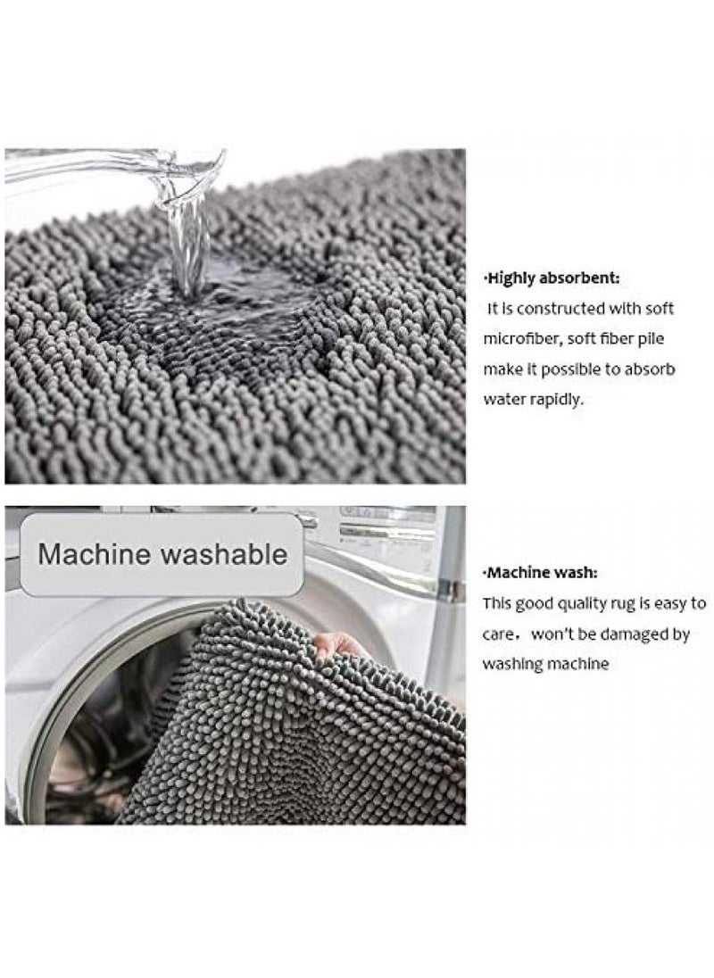 Alissa Bath Mat Rugs Anti-slip Chenille Bathroom Rug Extra Soft and Absorbent Rags Non-slip Rubber Tub Mats with Antibacterial Soft Kitchen Bathroom Home Beige Color  - Image 4