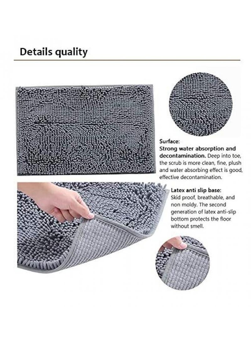 Alissa Bath Mat Rugs Anti-slip Chenille Bathroom Rug Extra Soft and Absorbent Rags Non-slip Rubber Tub Mats with Antibacterial Soft Kitchen Bathroom Home Beige Color  - Image 5