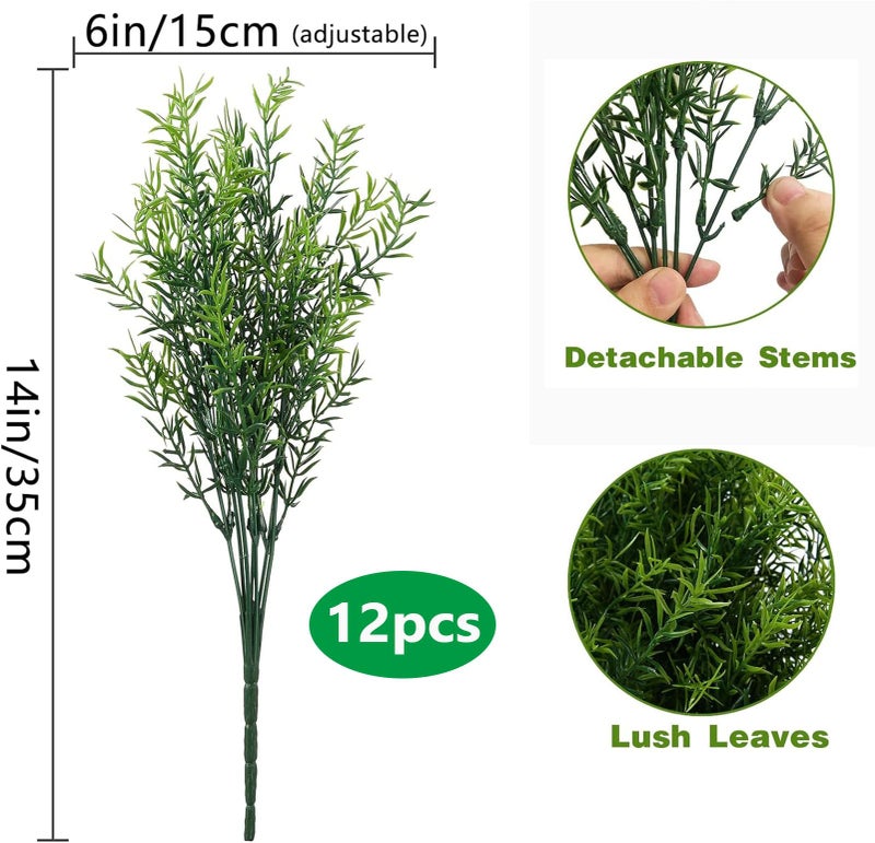 Toprooms Outdoor Faux Plants Greenery Artificial Flowers Fake Boxwood Shrubs UV Resistant Plastic Plant for Farmhouse Garden Porch Patio Indoor Wedding Decoration (1#Outdoor Greenery, 12 Pcs) - Image 2