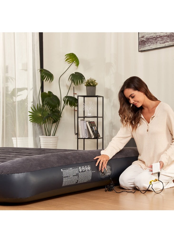 INTEX Intex Inflatable Mattress with Built in USB Interface Charging Pump，Soft Indoor and Outdoor Inflatable Air Mattress，Thickening Outdoor Camping Air Mattress Bed，Handy Black Airbed 183×203×25CM  - Image 4