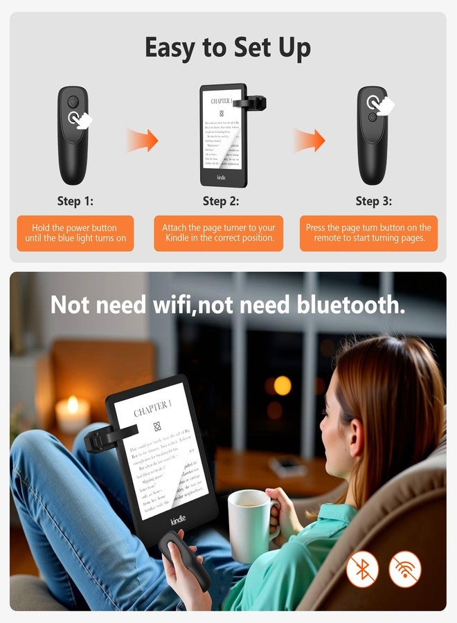 Fuloview Remote Control Page Turner for Kindle Paperwhite Kobo eReaders, Page Turner Clicker with Wireless Remote Compatible with iPad, Tablets, Cellphones - Image 2