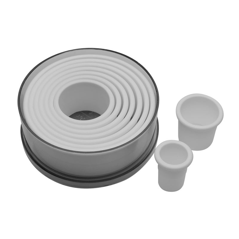 مجموعة قواطع دائرية بحواف مستقيمة من أتيكو بأحجام متدرجة 9 قطع بلاستيك آمن للطعام باللون الأزرق