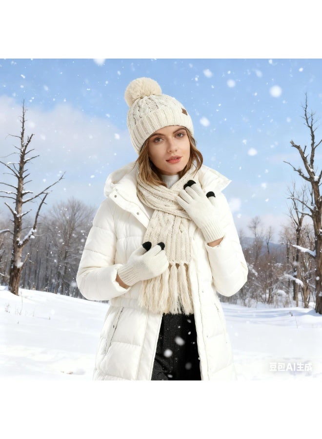 jaexest Cold Weather Outdoor Warm Set - Unisex Knit Beanie, Touchscreen Gloves, and Long Scarf - Image 2