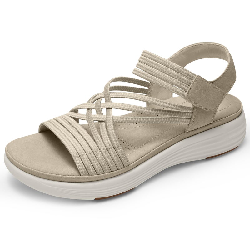 Vilanva Women's Comfortable Walking Sandals (Light Khaki Size 8) - Image 1