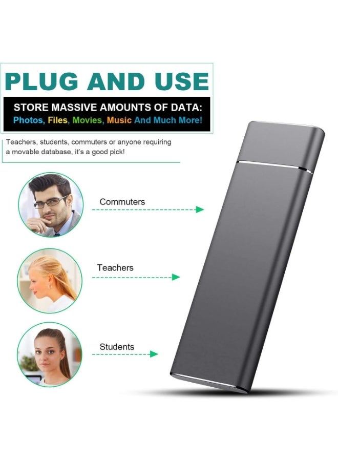 Portable External Hard Drive, Type C USB 2.0, 2TB, Red - Image 2