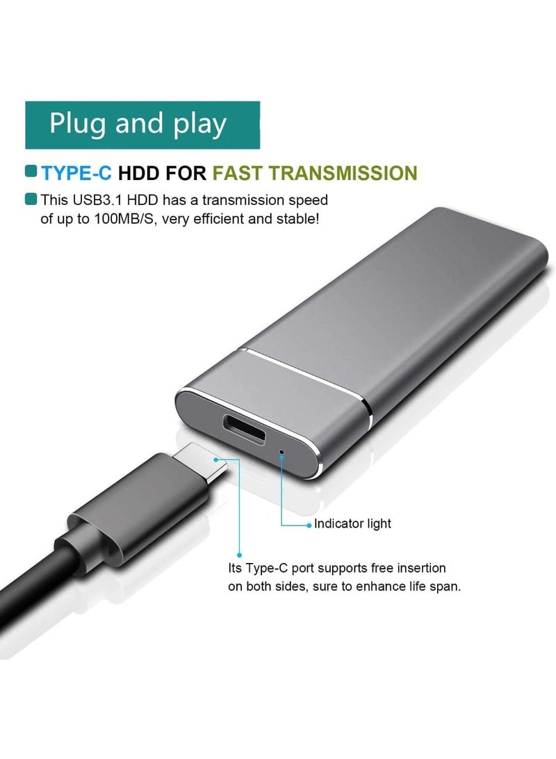 Portable External Hard Drive, Type C USB 2.0, 2TB, Red - Image 4