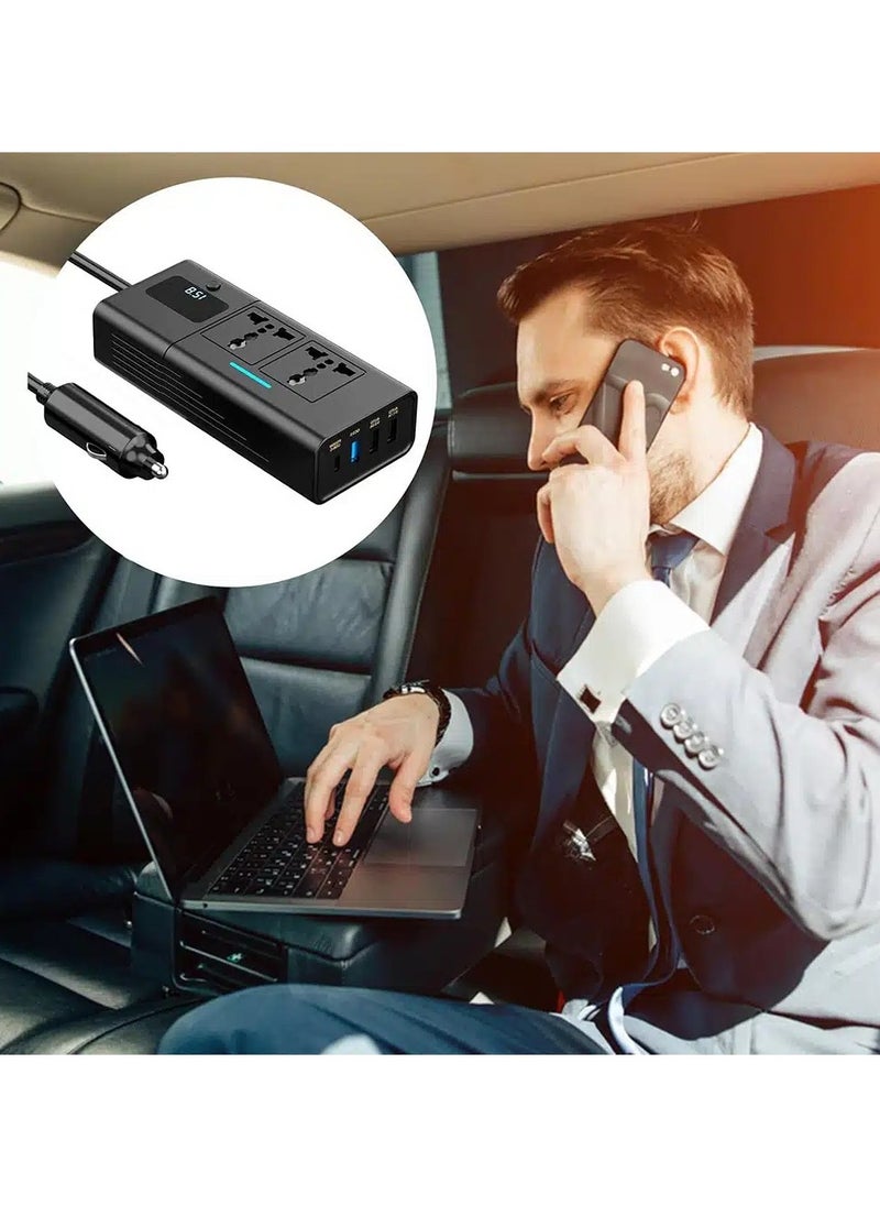 200W Vehicle Mounted Power Inverter with PD 30W, QC 3.0 Fast Charging Ports and Digital Display, Digitplus DP-X011