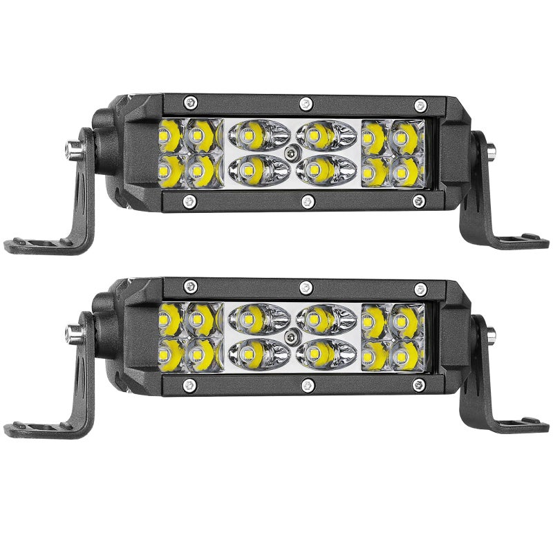 LED Light Pods Auto Power Plus 2pcs 5 Inch Off Road Driving Lights Dual Row LED Light Bar LED Work Light Waterproof Spot Flood Combo Lights for Off Road Truck UTV ATV Boat