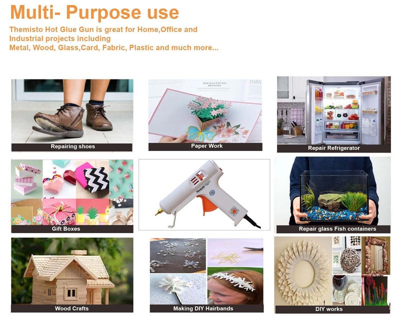 Themisto - Built With Passion Glue Gun With Free Hot Melt Glue Sticks (5 Pcs),Multi Tempreture Hot Melt Glue Gun/ 150W Multi Temperature High Power Hot Melt Glue Gun - Corded Electric - Image 4