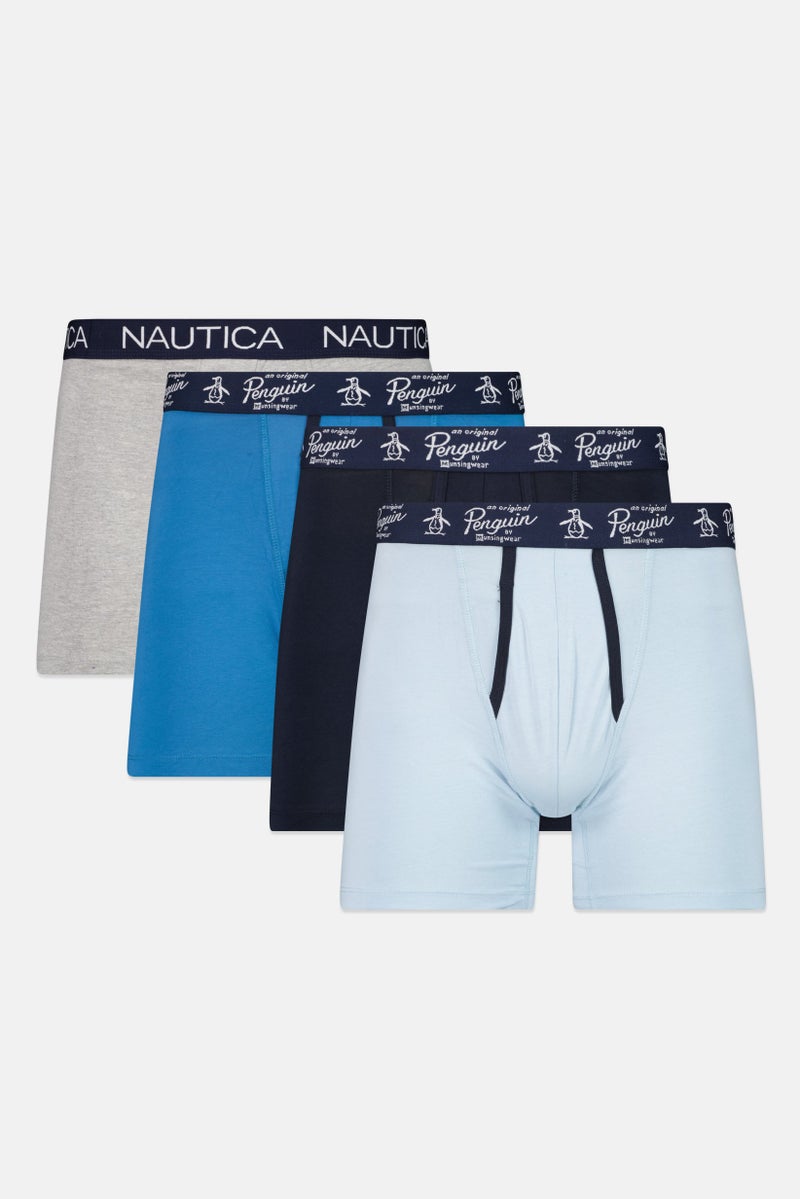 Original Penguin Men 4 Pcs Brand Logo Pull On Boxer Briefs, Multicolor - Image 1