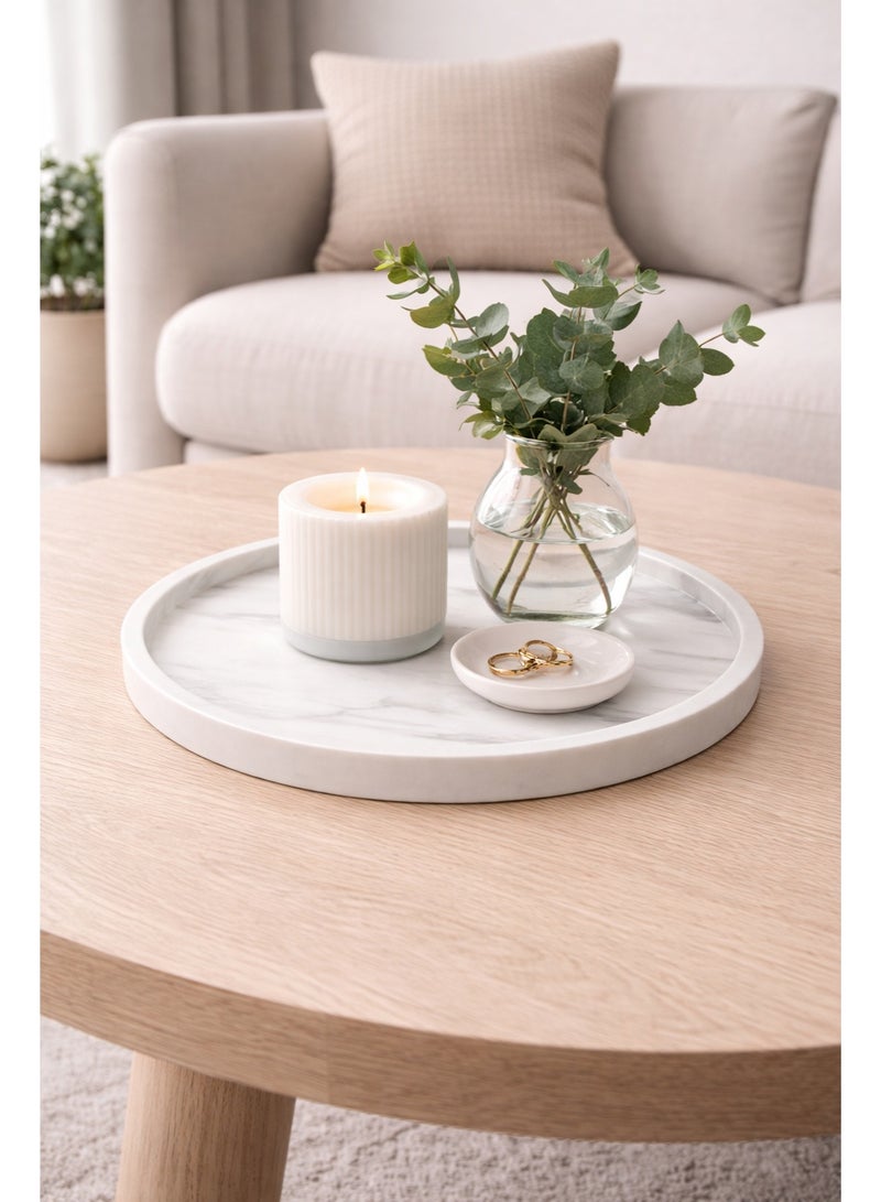 كارارا كولتيكتون ويت ماربلى تراى روند شاب هاندماد ماربلى بريميوم حميز ديكور - Image 1