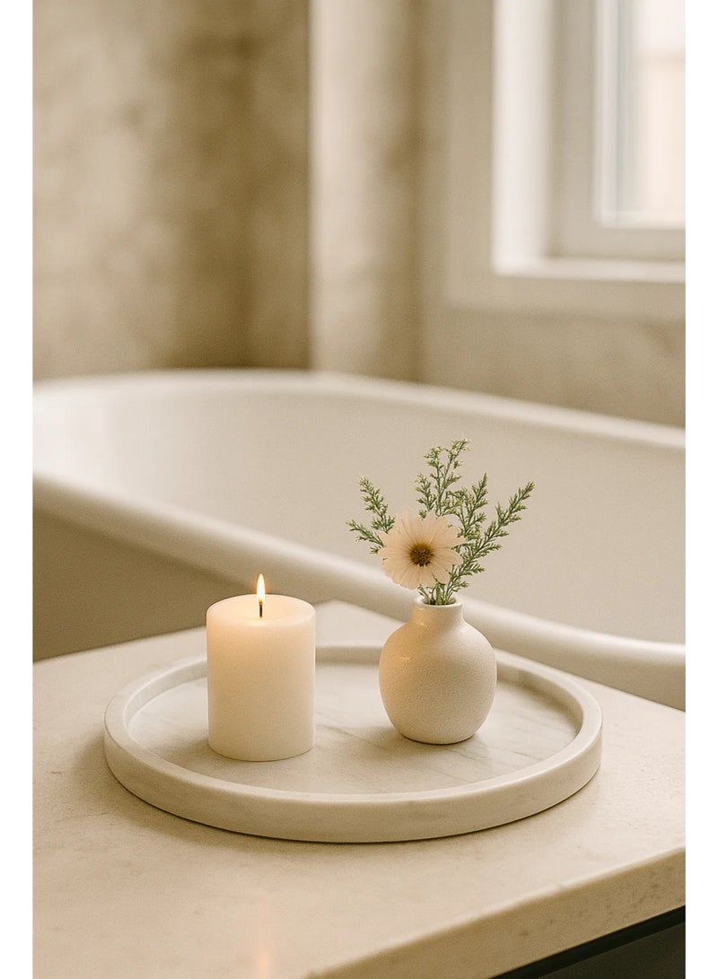 كارارا كولتيكتون ويت ماربلى تراى روند شاب هاندماد ماربلى بريميوم حميز ديكور - Image 2