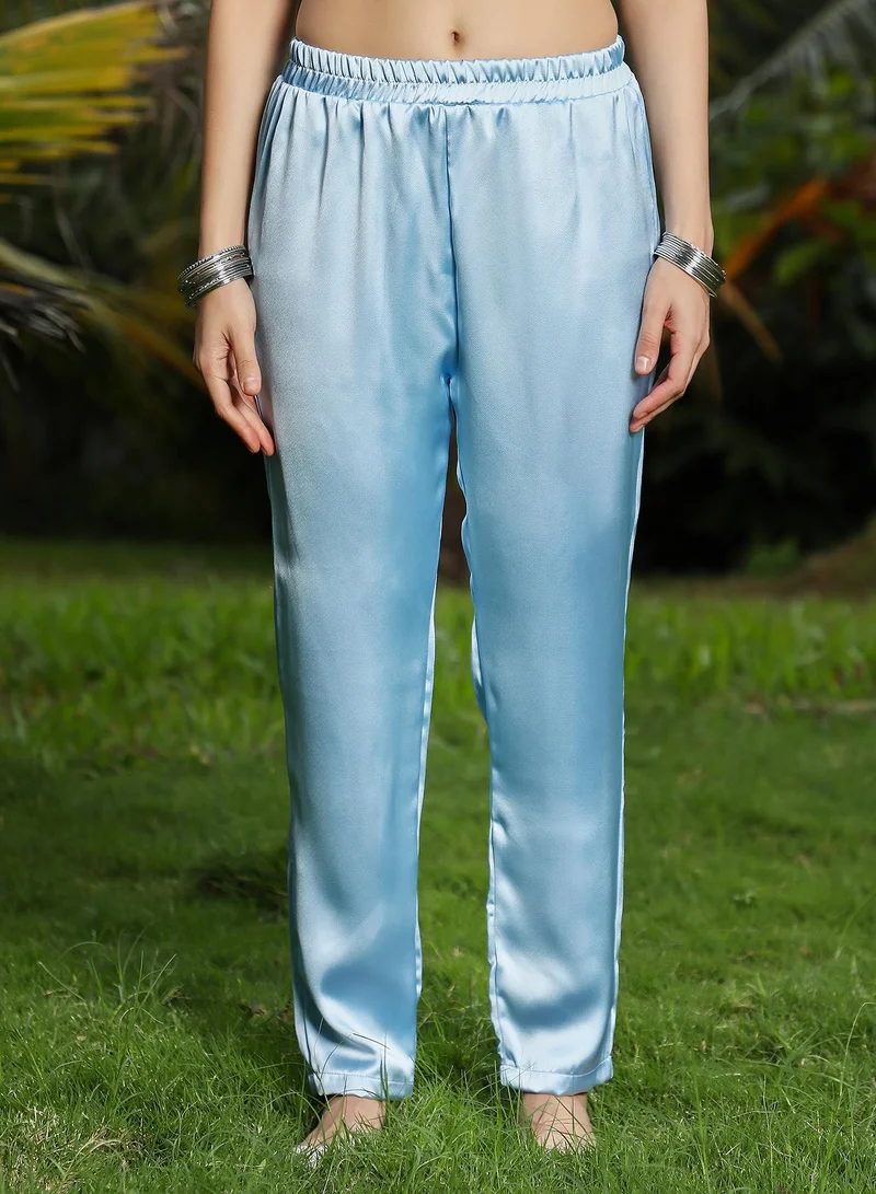 QISSA Women's Powder Blue Blush Bloom Kurta Set