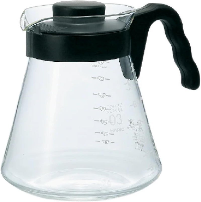 هاريو V60 إبريق زجاجي لتحضير القهوة بالصب آمن للاستخدام في الميكروويف سعة 1000 مل، أسود - Image 1
