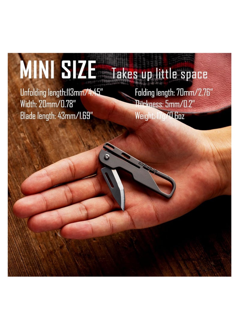 SYOSI - Titanium Folding Knife Lightweight Pocket Utility Knife with Carabiner for Everyday Carry - Image 1