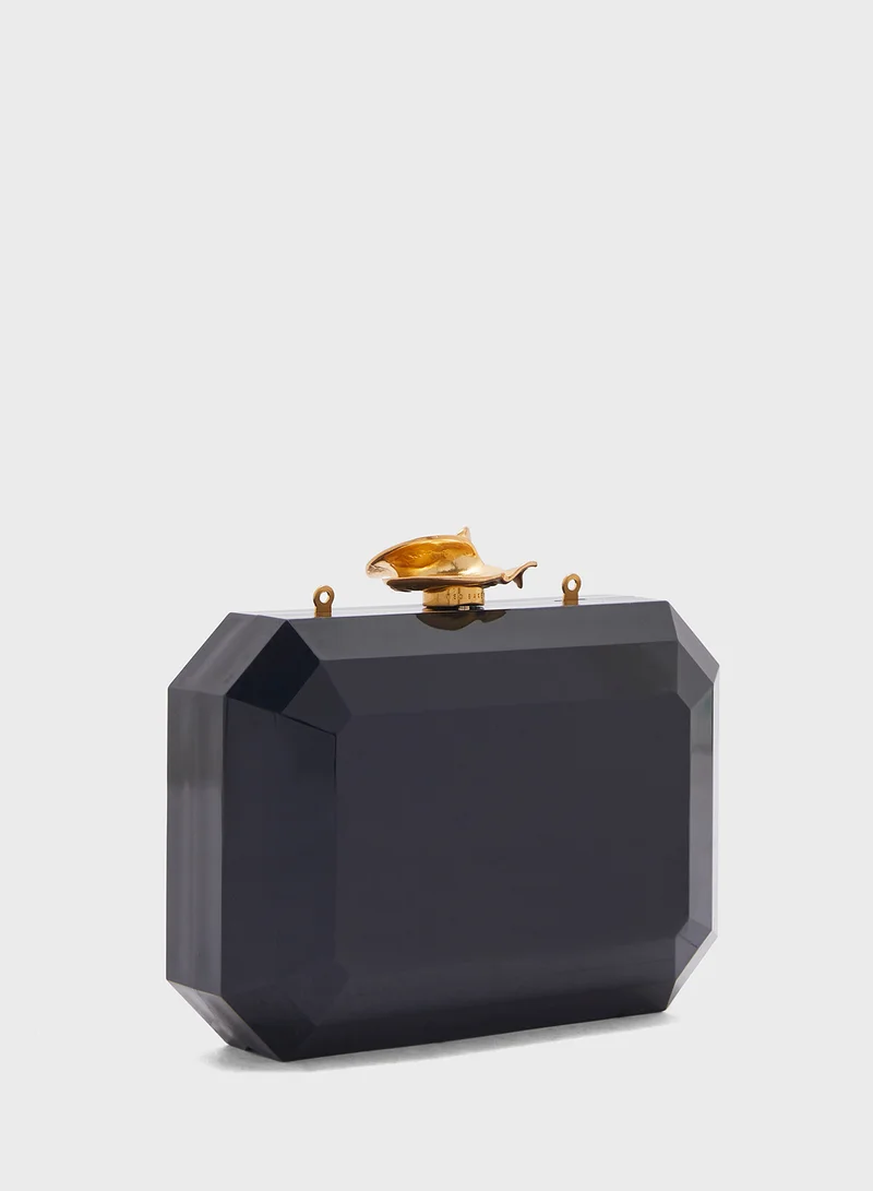 Ted Baker Jewlli Rose Clasp Detail Hardcase Clutch