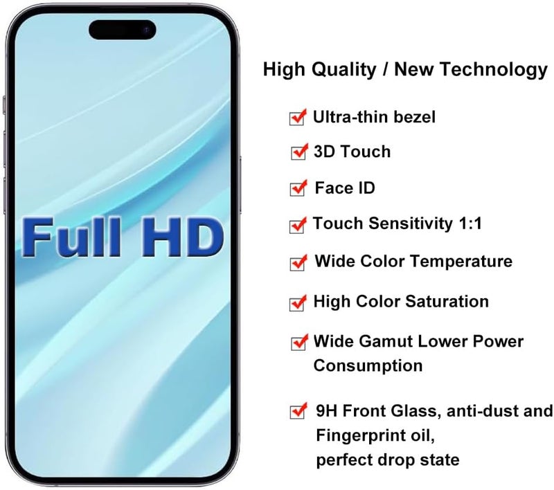 Fixerman Store for iPhone 15 Pro Max Screen Replacement 6.7 inch, Full HD 3D Touch LCD Display Digitizer Assembly with Repair Tools - Model A2849, A3105, A3106, A3108 - Image 3