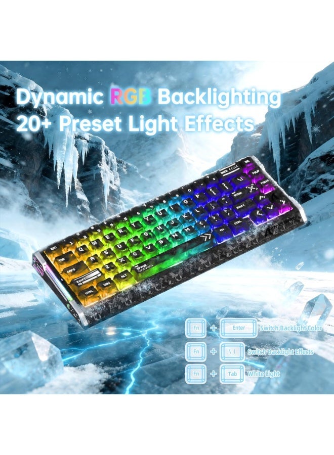 ATTACK SHARK R68 HE Carbon Fiber 8000Hz Rapid Trigger Keyboard, 0.005mm RT Accuracy 68 Keys Wired Gaming Keyboard with Magnetic Switch, Adjustable Actuation, Snap Tap, RGB Lighting for PC/Mac, Ink - Image 4