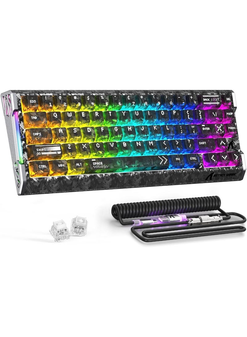 ATTACK SHARK R68 HE Carbon Fiber 8000Hz Rapid Trigger Keyboard, 0.005mm RT Accuracy 68 Keys Wired Gaming Keyboard with Magnetic Switch, Adjustable Actuation, Snap Tap, RGB Lighting for PC/Mac, Ink - Image 1