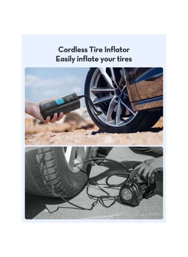 RAVPower | RP-PB1233 | Portable Smart Air Pump Compressor | Digital Tire Inflator with Auto Shut-Off | Rechargeable Cordless Air Pump for Car, Bike & Balls | Black - Image 4