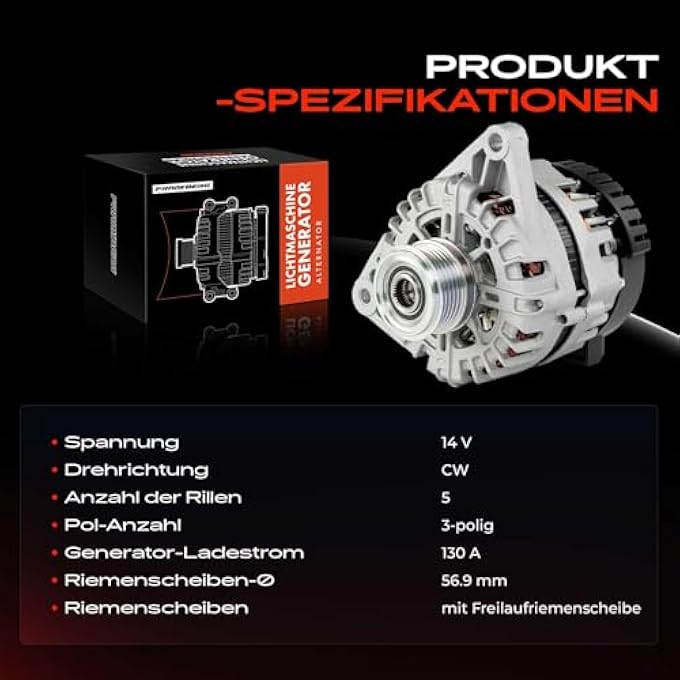 Frankberg Alternator Generator Compatible with i20 PB PBT 1.1L 1.4L 2008-2015 i30 GD 1.4L 1.6L 2011-2016 i30 Estate GD 1.4L 1.6L 2012-2017 i40 VF 1.7L 2012-2017 2-201 9 Replace# A0002609674 - Image 4