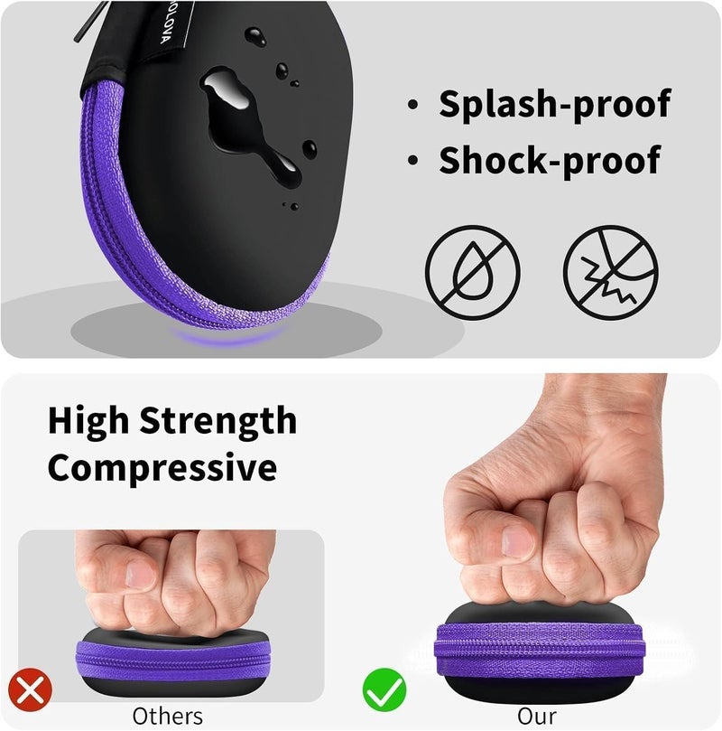 MOLOVA for Earbuds Carrying Case, Small Oval Storage Cases, Tech Pouch, Portable Storage Earbud Pouch Bag for Earbuds, in-Ear Headphones, Earphones, Headsets, Hearing Aids, USB Charging Cable, Purple1 - Image 4